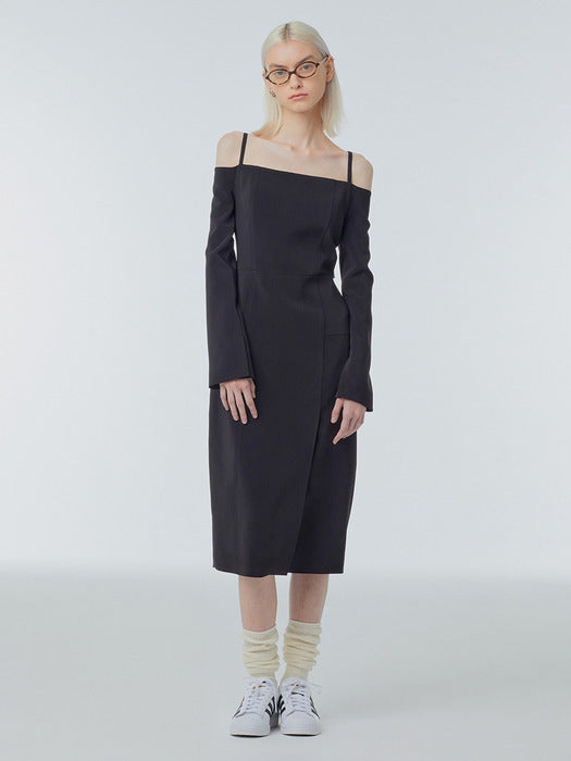 [Instantfunk] Off-Shoulder Slim Long Dress