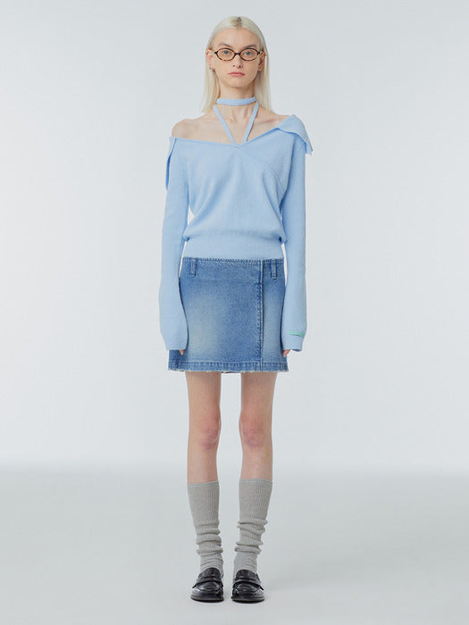 Instantfunk Wrap Mini Denim Skirt