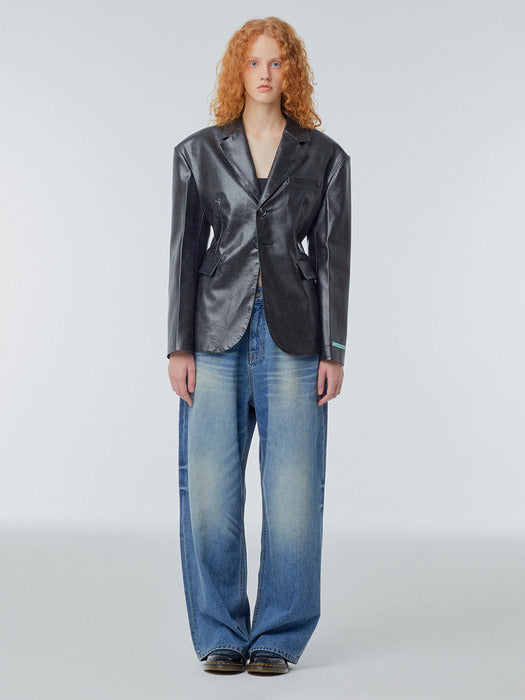 [Instantfunk] Washed Wide Denim Pants