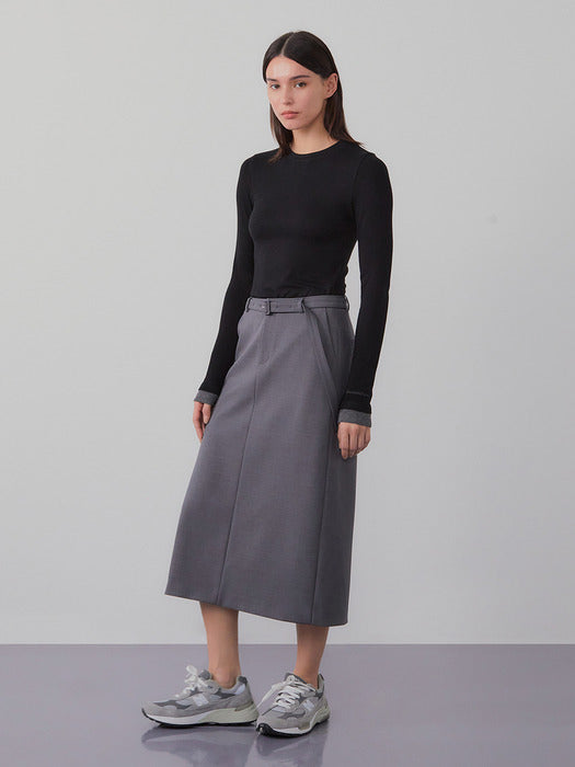 [Instantfunk] Belted Long Skirt