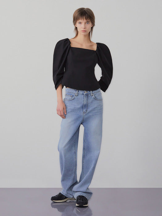 Instantfunk Square Neck Puff Blouse