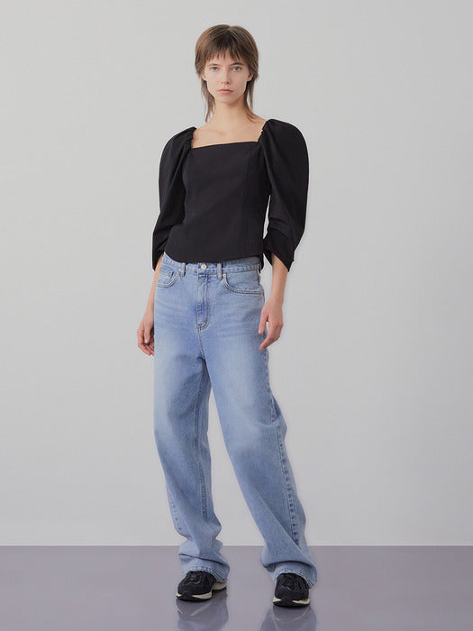 Instantfunk Square Neck Puff Blouse