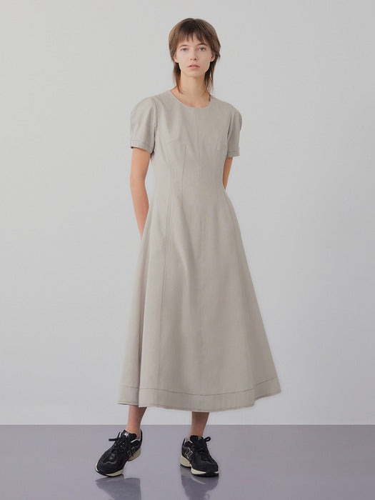 Instantfunk Volume Sleeve Flare Long Dress
