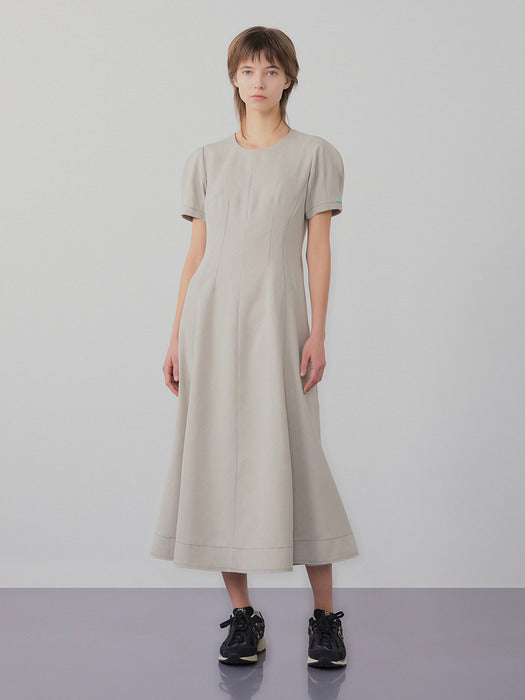 Instantfunk Volume Sleeve Flare Long Dress