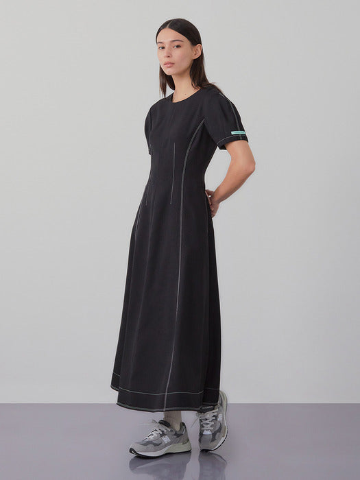 Instantfunk Volume Sleeve Flare Long Dress
