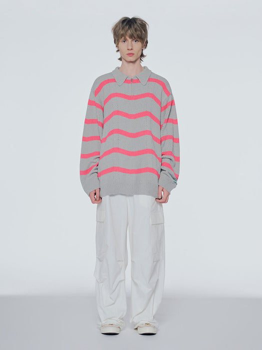 Instantfunk Stripe Boucle Half Zip-Up