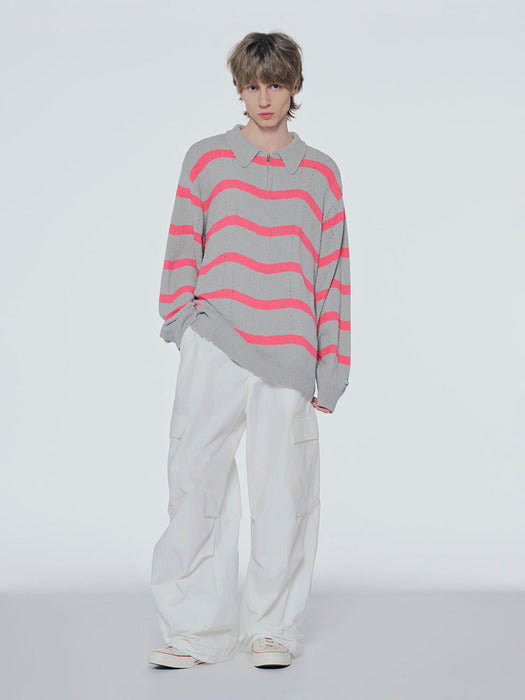 Instantfunk Stripe Boucle Half Zip-Up