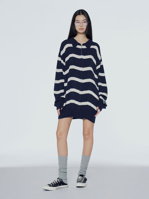 Instantfunk Stripe Boucle Half Zip-Up