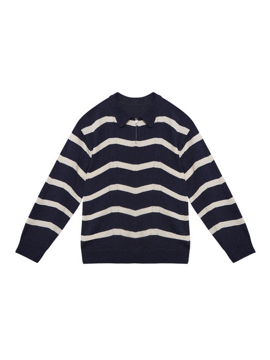 Instantfunk Stripe Boucle Half Zip-Up