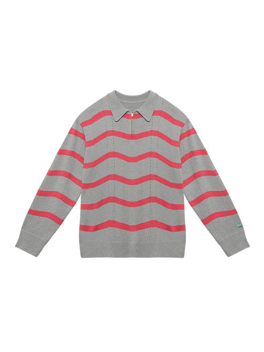 Instantfunk Stripe Boucle Half Zip-Up