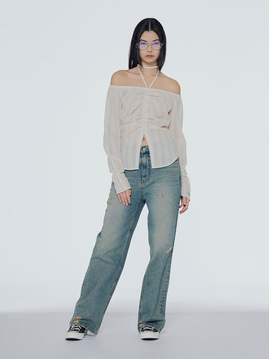 Instantfunk Off-Shoulder Shirring Blouse