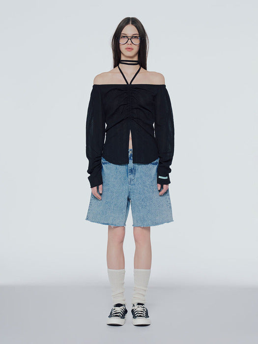Instantfunk Off-Shoulder Shirring Blouse