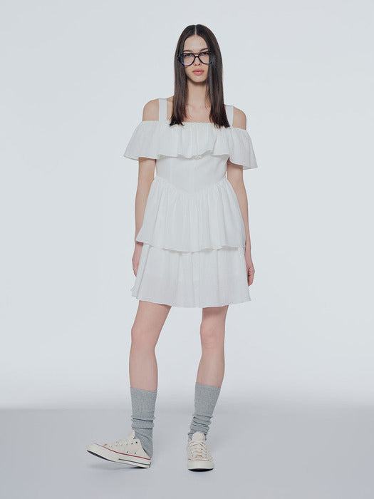 Instantfunk Off-Shoulder Tiered Mini Dress