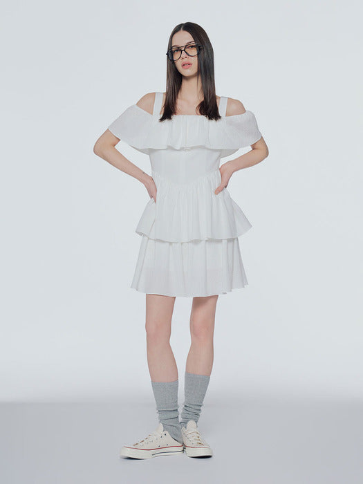 Instantfunk Off-Shoulder Tiered Mini Dress