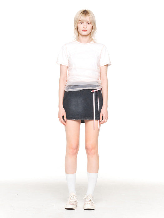 Instantfunk Mesh Shirring T-shirt - Pink