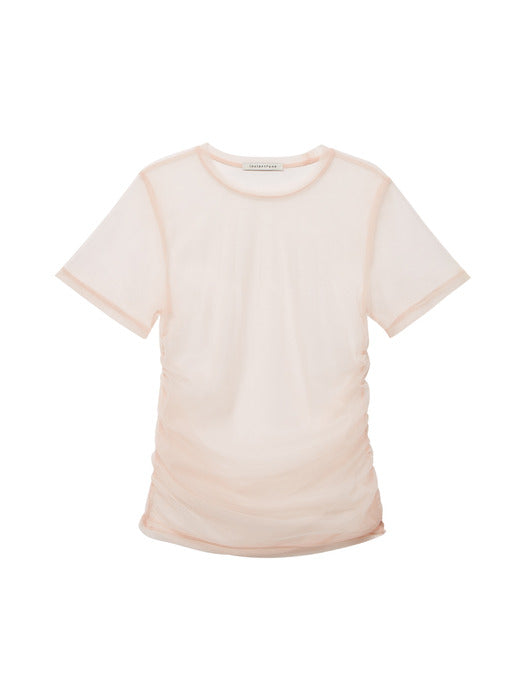 Instantfunk Mesh Shirring T-shirt - Pink