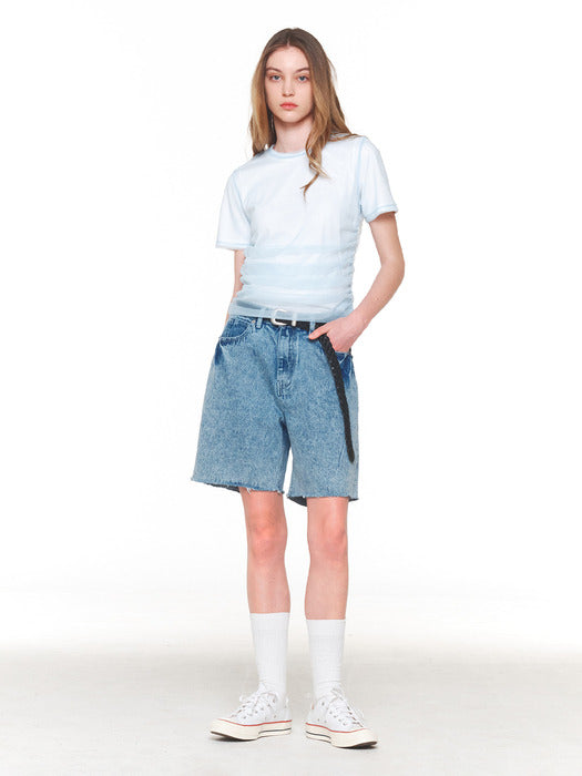 Instantfunk Mesh Shirring T-shirt - Blue