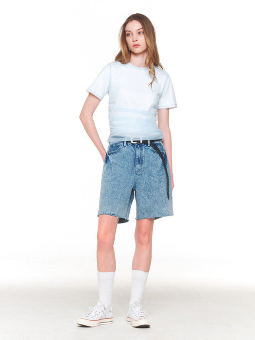 Instantfunk Mesh Shirring T-shirt - Blue