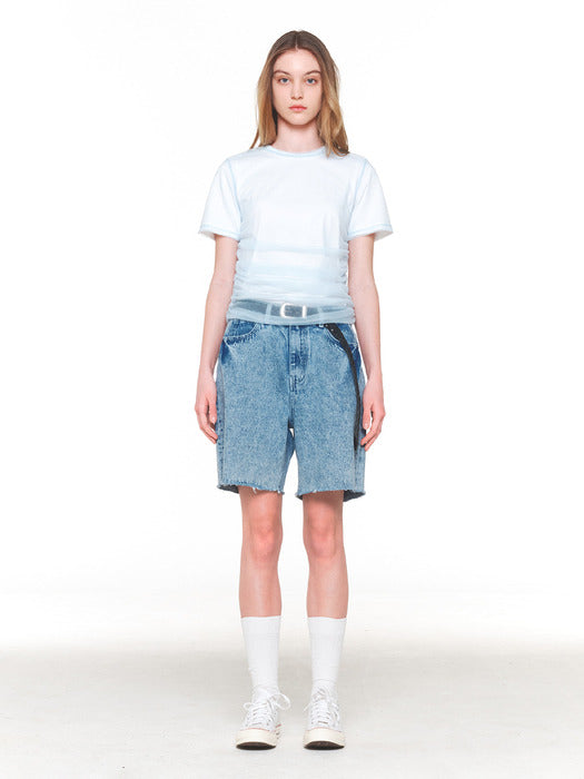 Instantfunk Mesh Shirring T-shirt - Blue