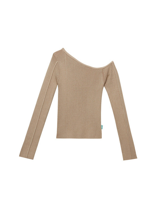 [Instantfunk] One-Shoulder Diagonal Knitwear