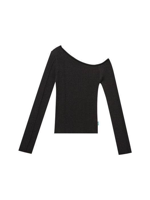 [Instantfunk] One-Shoulder Diagonal Knitwear