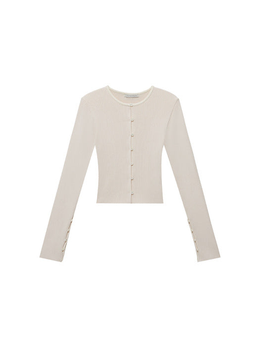 Instantfunk Two-Tone Ribbed Button Cardigan