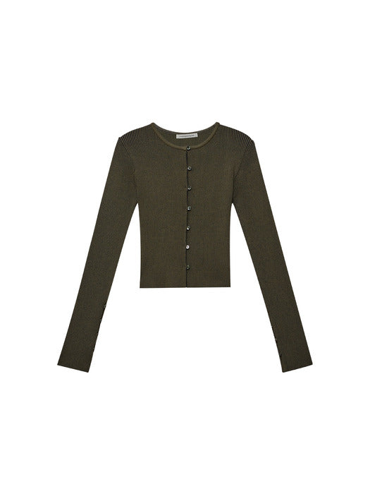 Instantfunk Two-Tone Ribbed Button Cardigan
