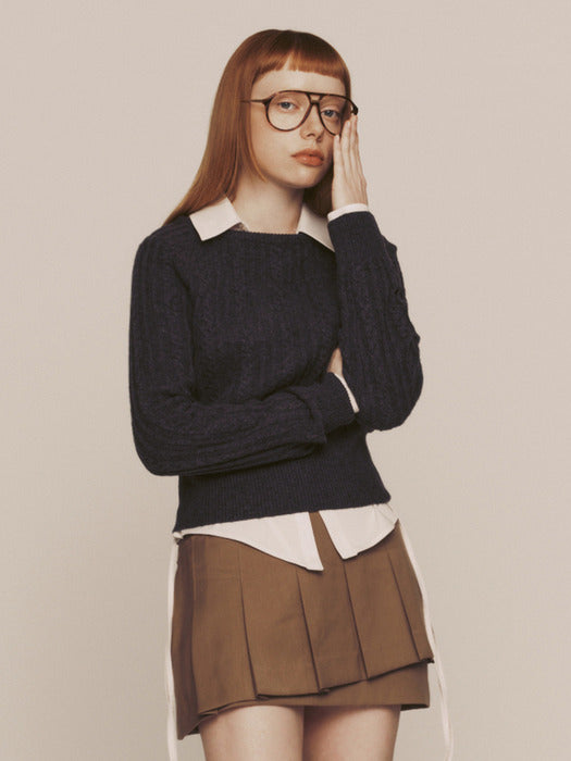 Instantfunk Wool Cable Crop Knitwear