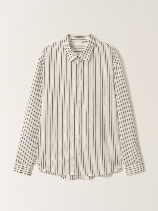 Nothing Written Poplin stripe shirt (Black stripe, W)