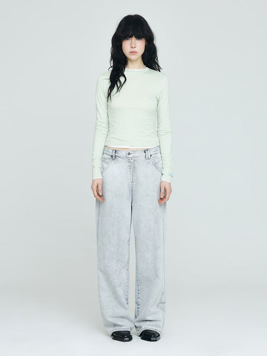 Instantfunk Exposed Zipper Wide Denim Pants