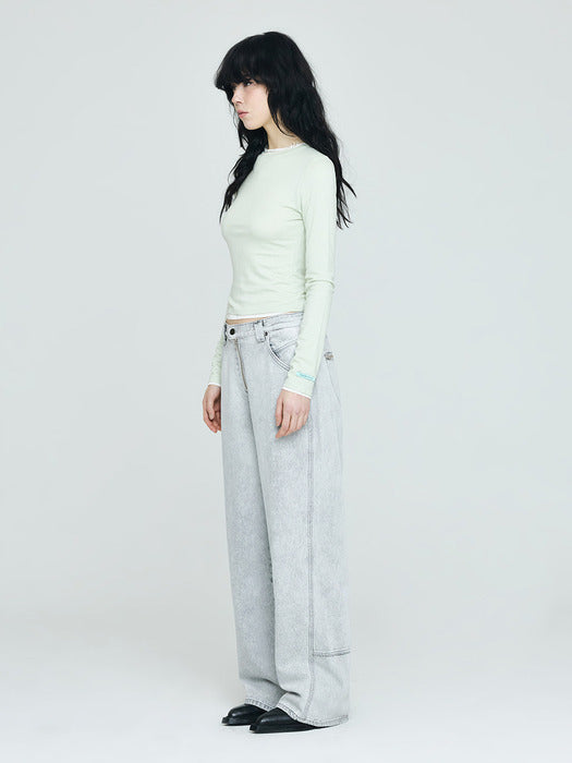 Instantfunk Exposed Zipper Wide Denim Pants