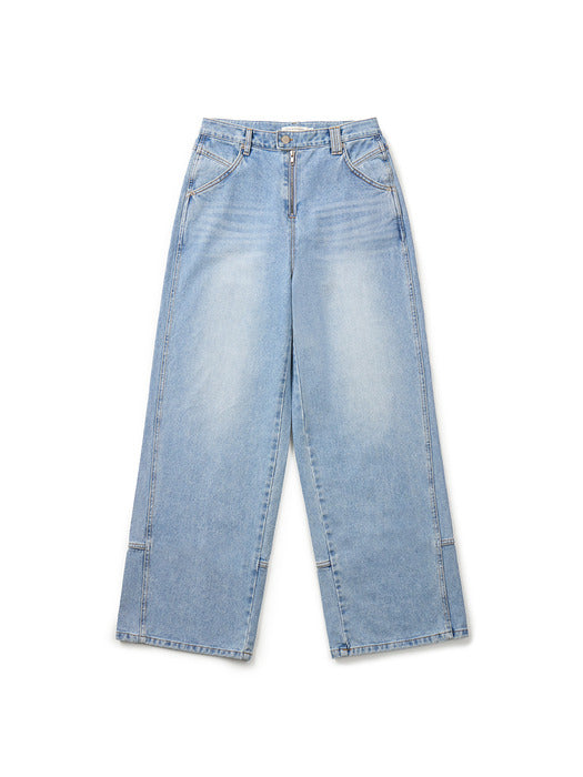 Instantfunk Exposed Zipper Wide Denim Pants