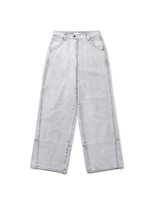 Instantfunk Exposed Zipper Wide Denim Pants