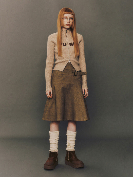 [Instantfunk] Decorative Belt Midi Skirt