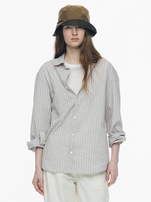 Nothing Written Poplin stripe shirt (Gray, W)