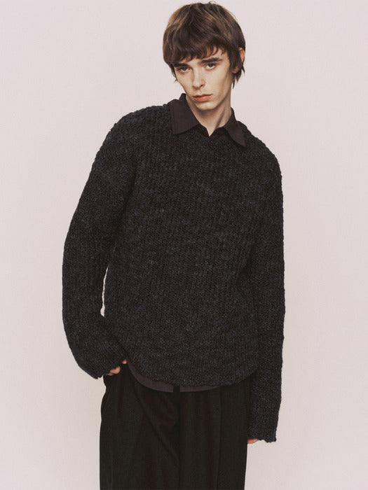 Instantfunk Men's Loose Fit Crew Neck Knitwear