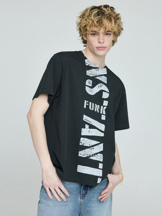 [Instantfunk] Men's Vintage Logo T-shirt - Charcoal