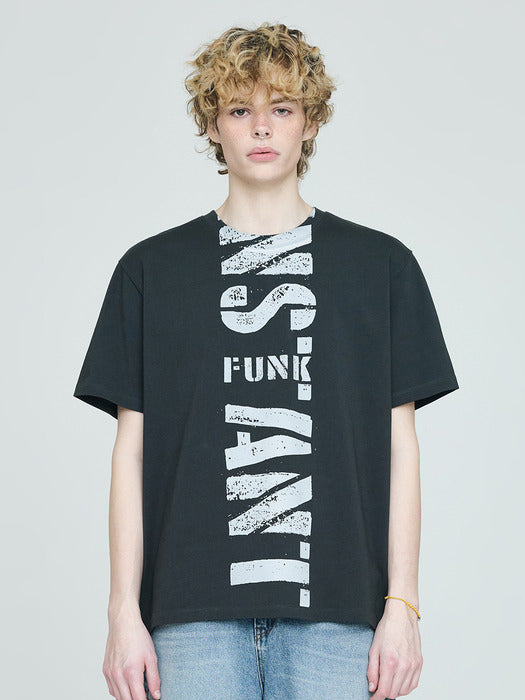 [Instantfunk] Men's Vintage Logo T-shirt - Charcoal