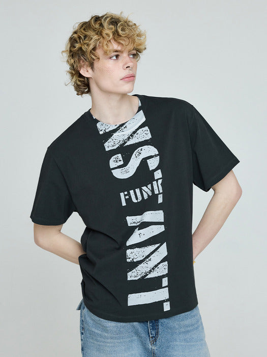 [Instantfunk] Men's Vintage Logo T-shirt - Charcoal