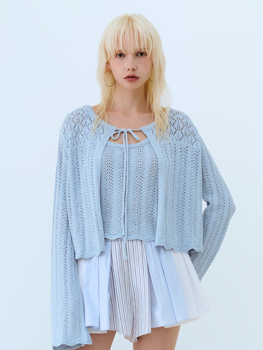 Instantfunk Spring Ribbon Cardigan - Sky Blue