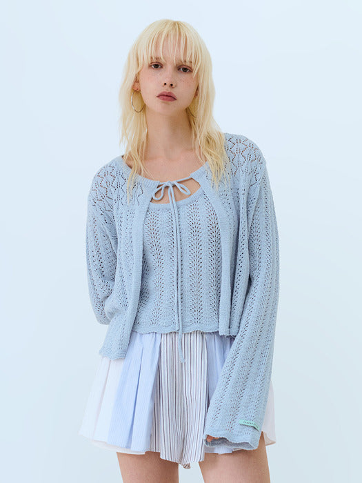 Instantfunk Spring Ribbon Cardigan - Sky Blue