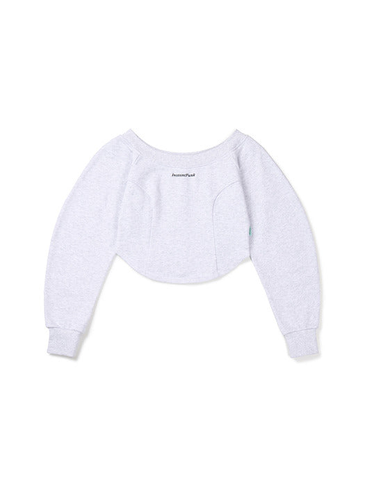 Instantfunk Off-Shoulder Sweatshirt - Melange White