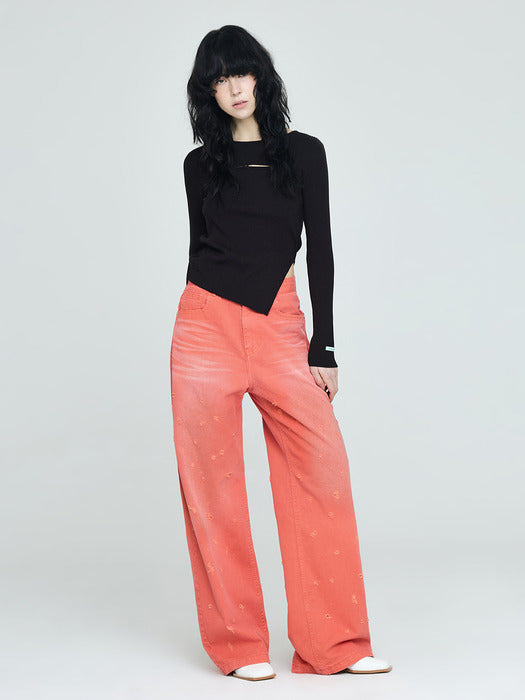 Instantfunk Damaged Wide Pants - Orange