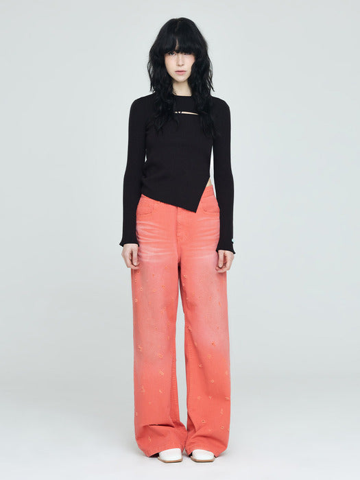 Instantfunk Damaged Wide Pants - Orange