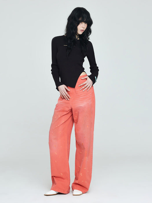 Instantfunk Damaged Wide Pants - Orange