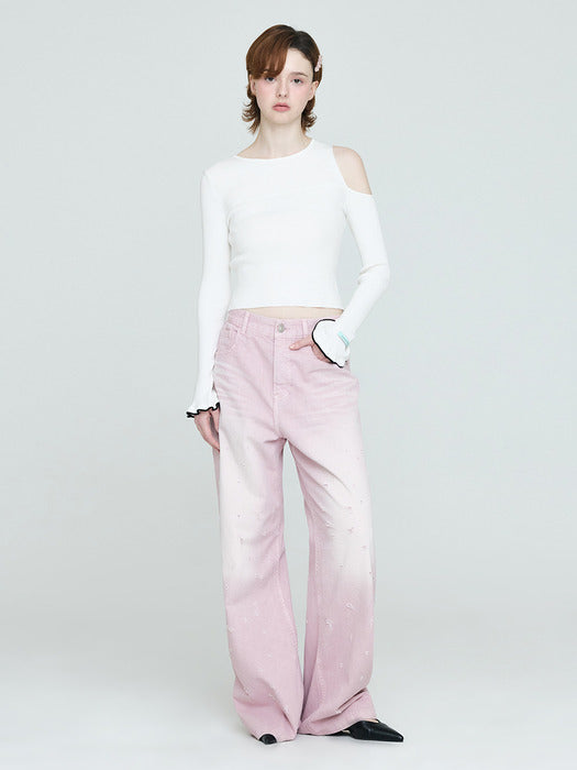 Instantfunk Damaged Wide Pants - Pink