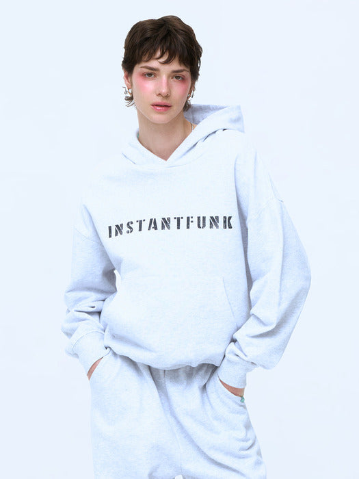 Instantfunk Big Logo Sweat Hoodie - Melange White