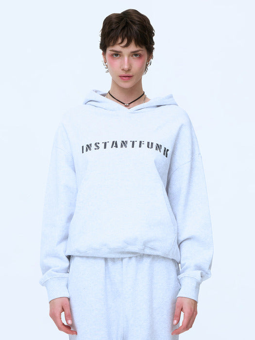 Instantfunk Big Logo Sweat Hoodie - Melange White