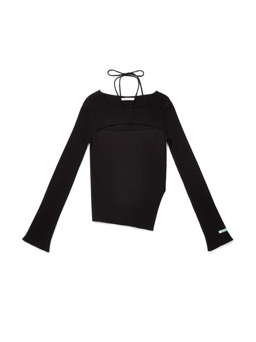 Instantfunk Ribbon Diagonal Knitwear - Black