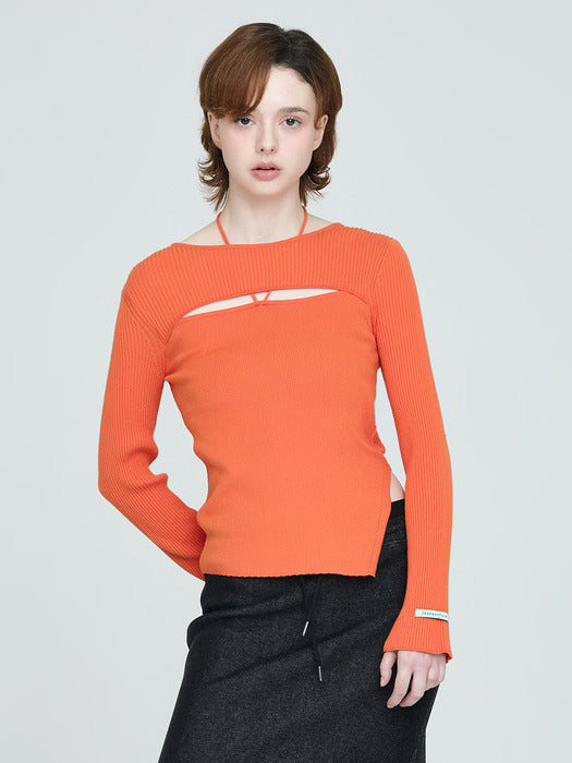 Instantfunk Ribbon Diagonal Knitwear - Orange